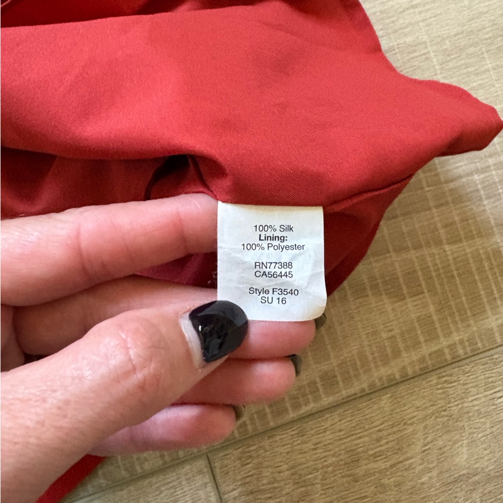 Madewell Red Silk Off-Shoulder Dress - Picture 5 of 7